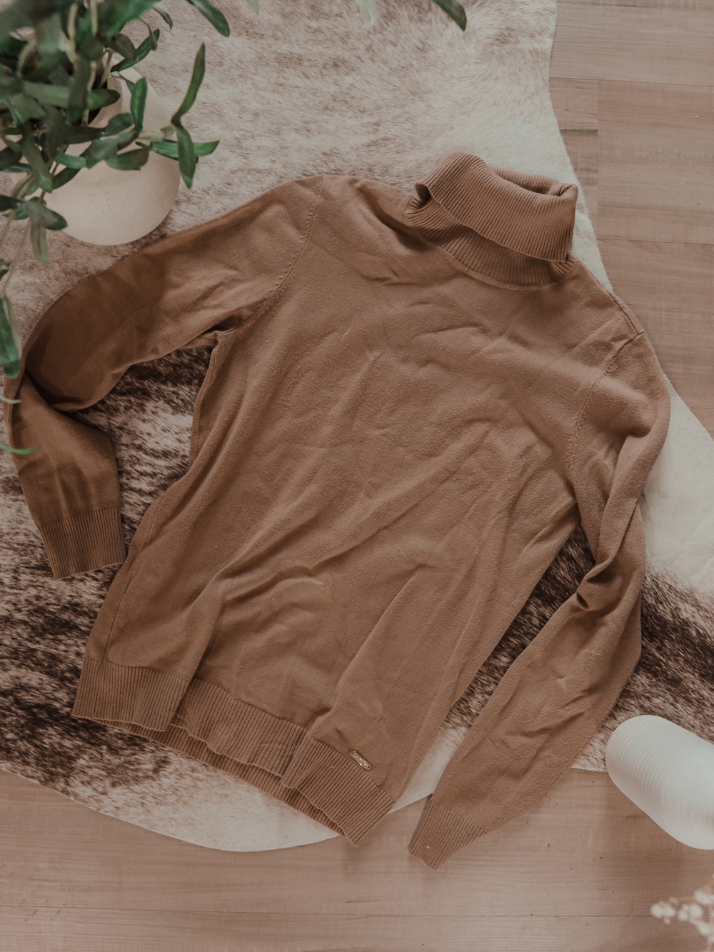 Calvin Klein Camel Brown Turtleneck Sweater